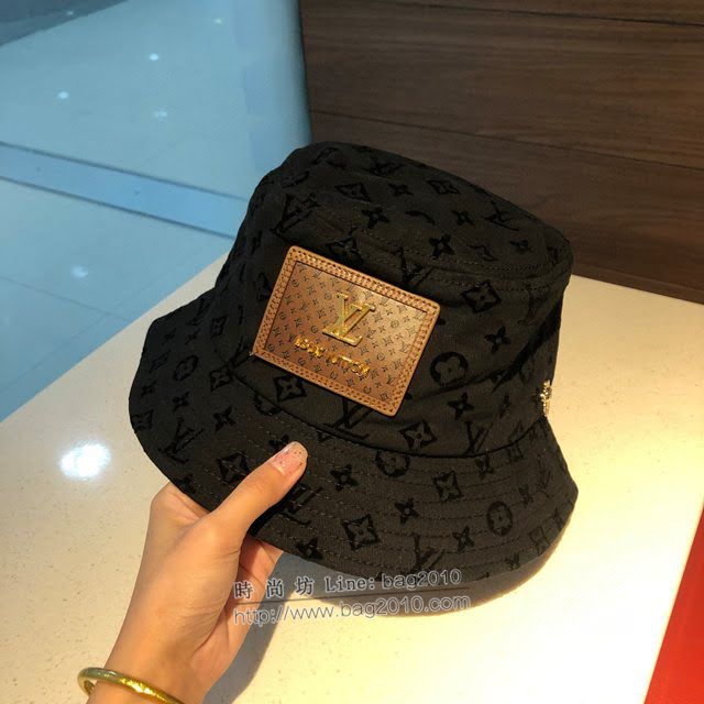 LV男女同款帽子 路易威登做舊牛仔刺繡漁夫帽遮陽帽  mm1182